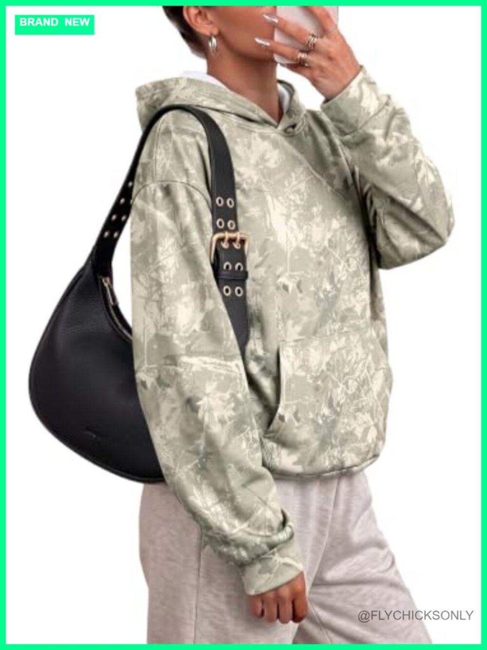 Oversized Maple Leaf Camo Hoodie Pullover Kangaroo Pocket Fleece Lined